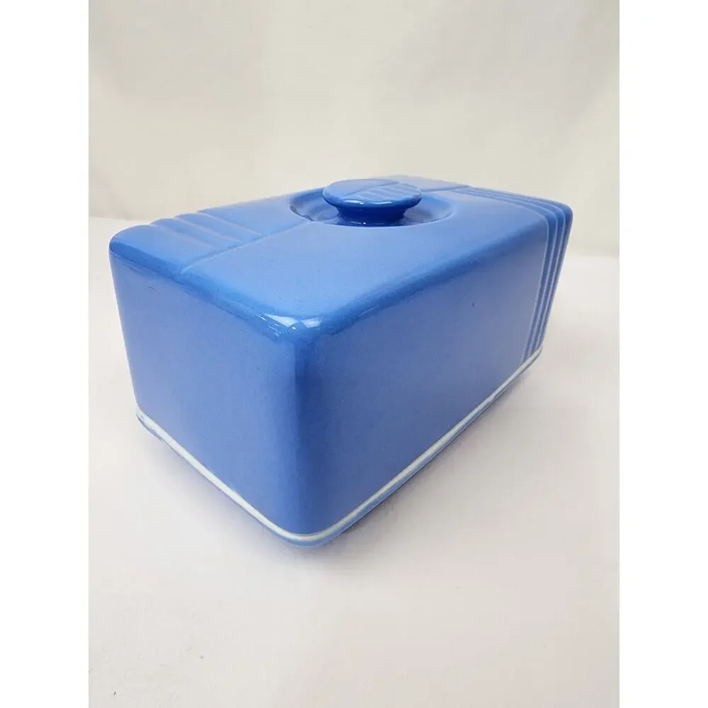 Westinghouse Hall Covered Lg Wide Butter Dish fits 1lb Cornflower Blue Art Deco - Picture 8 of 9